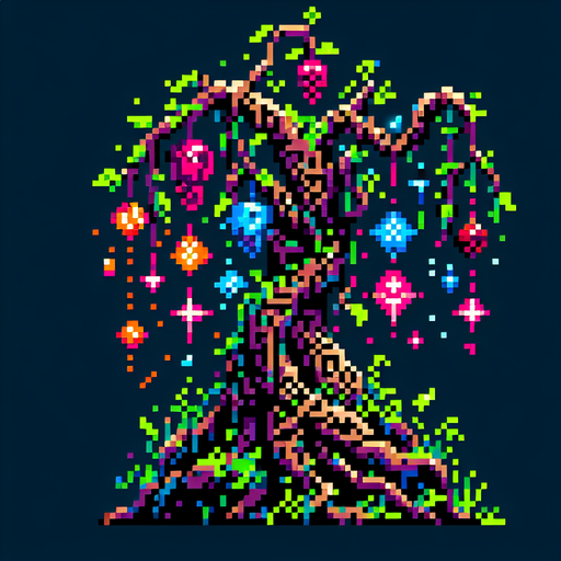 Ancient vine with glowing berries